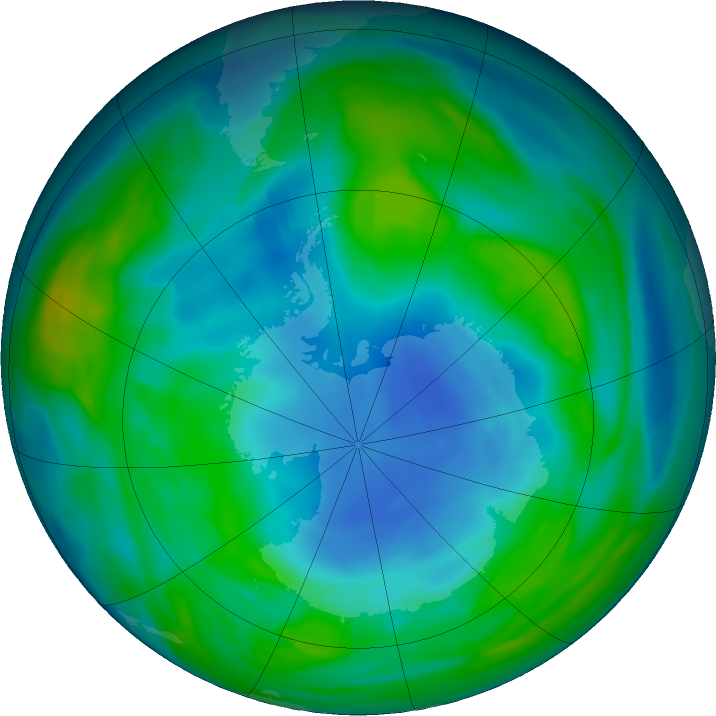Antarctic ozone map for 16 May 2018